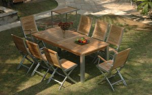 Marrina folding arm and side chair & Olivia rect table